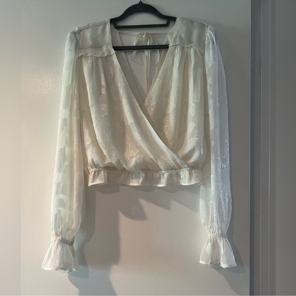 Anthropologie Sheer Surplice Blouse S - Picture 3 of 14